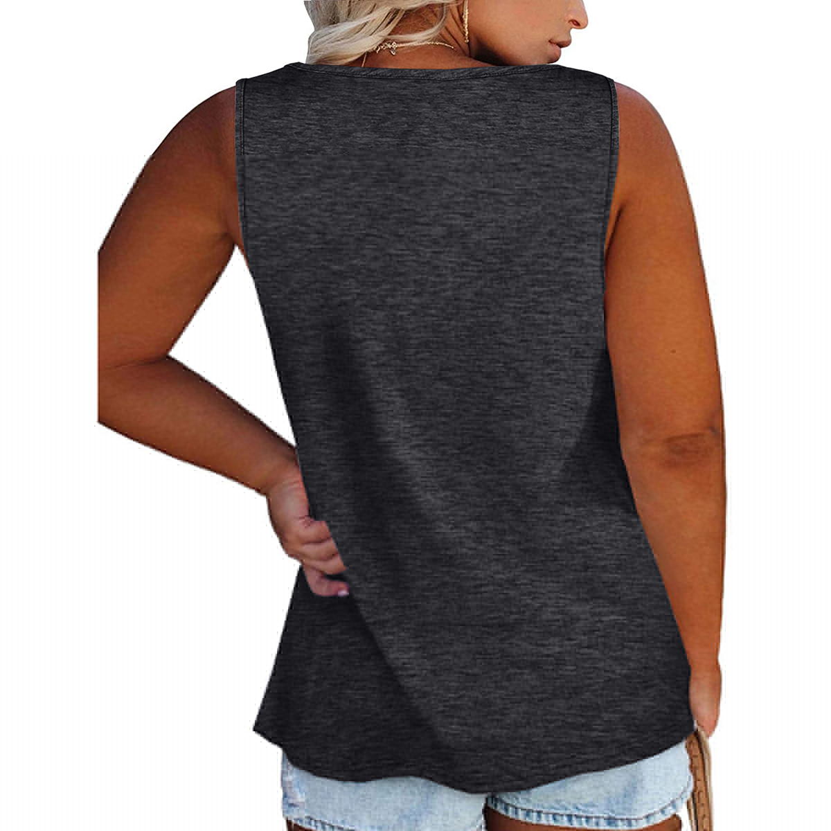 Langwyqu Plus Size Tank Tops for Women Summer Sleeveless Henley T