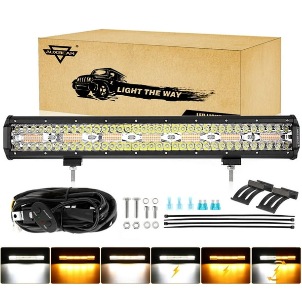 Barra de Luz LED Auxbeam de 20 pulgadas 420W con 6 Modos Estroboscópicos Ámbar