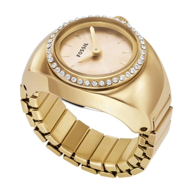 Fossil Reloj para mujer con anillo de cuarzo y acero inoxidable Color: Gold Glitz (Modelo: ES5319)
