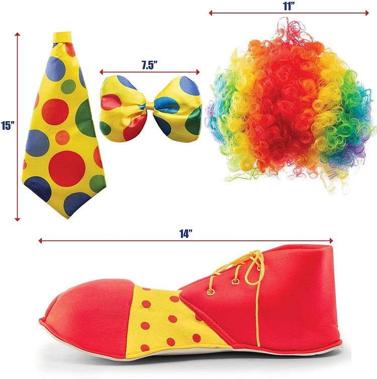 Peluca, Nariz, Corbata Y Guantes De Payaso Para Fiesta Peluca, Nariz, Corbata Y Guantes De Payaso Para Fiesta