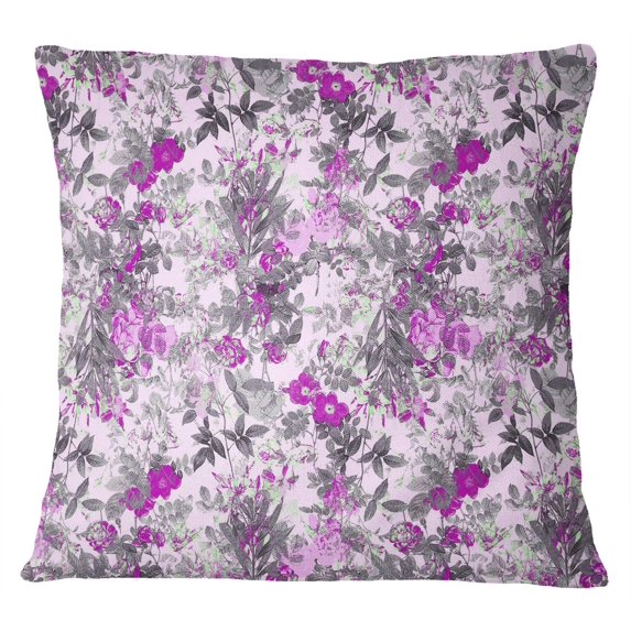 S4Sassy Purple 2 Pcs Square Cotton Poplin Floral Print Cushion Cover Home Decor-24 x 24 Inches