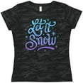 thumbnail image 3 of Inktastic Winter Let It Snow Lettering in Blue with Snowflakes Women's T-Shirt, 3 of 5