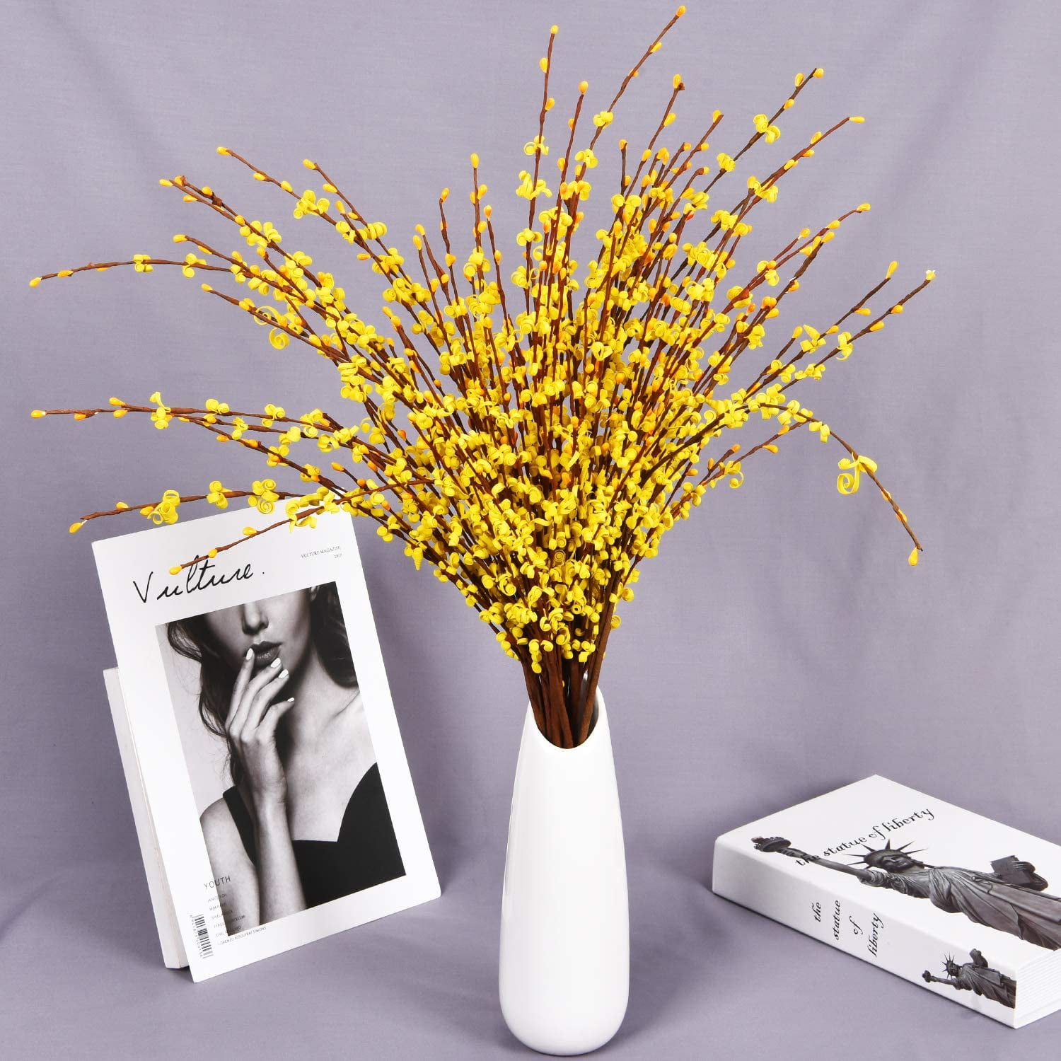 10pcs Faux Jasmine Long Artificial Jasmine Flowers Faux Jasmine Branches Artificial Flowers Fake Flowers Long Stem Artificial Flowers for Tall Vase Home Kitchen Office Wedding DIY Decor, Yellow