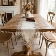 thumbnail image 2 of DefiDgd 47x16inch Burlap Lace Table Runner,Vintage Breathable Rustic Design Elegant Embroidered Floral Lace Cover for Farmhouse Wedding Dinner Holiday Birthday Party Home Tabletop Decor(K), 2 of 6