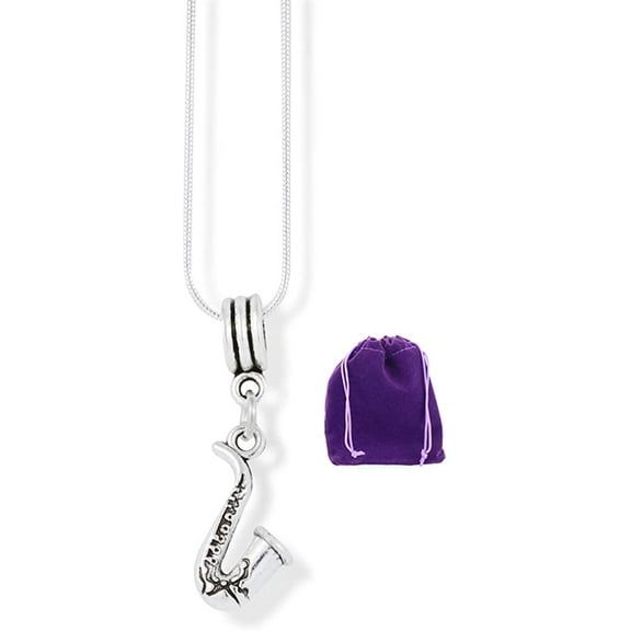 Saxophone Small Musical Instrument Charm Snake Chain Necklace