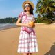 thumbnail image 4 of Balery Flamingo Vestidos sueltos de manga corta para mujer, vestidos de verano 2025, vestidos casuales de corte A con vuelo., 4 of 6