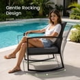 thumbnail image 3 of Rocking Patio Bistro Sets - All-Weather - 3 Piece Rattan Conversation Furniture Set, Wicker Outdoor Front Porch Chair for Balcony, Porch, Garden, Backyard, Poolside,Medium Gray, 3 of 8