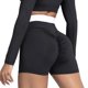 thumbnail image 4 of Gibobby Leggings cortos yoga mujer Pantalones cortos de cintura en V Pantalones cortos de levantamiento de glúteos Mujeres Entrenamiento Pantalones co(Negro,M), 4 of 5