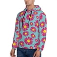 thumbnail image 2 of KLL Daisies Flowers Print Mens Hoodie Long Sleeve Casual Pullover Hooded Sweatshirt Fashion Drawstring Hoodies with Pocket-4X-Large, 2 of 6