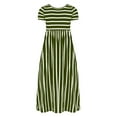 thumbnail image 3 of MANHUJI Toddler Girls Casual Dresses Short Sleeve Striped Print Dress Kids Baby Girls Summer Beach Dresses Clothes (Green,120), 3 of 3