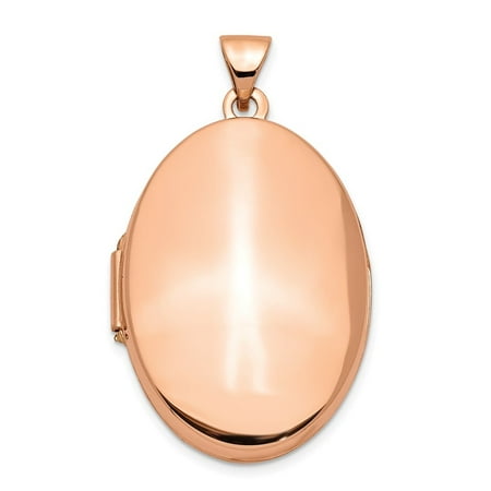 Diamond2Deal 14k Rose Gold 26mm Domed Oval Locket Pendant for Women (L- 1.32 in, W- 0.77 in)