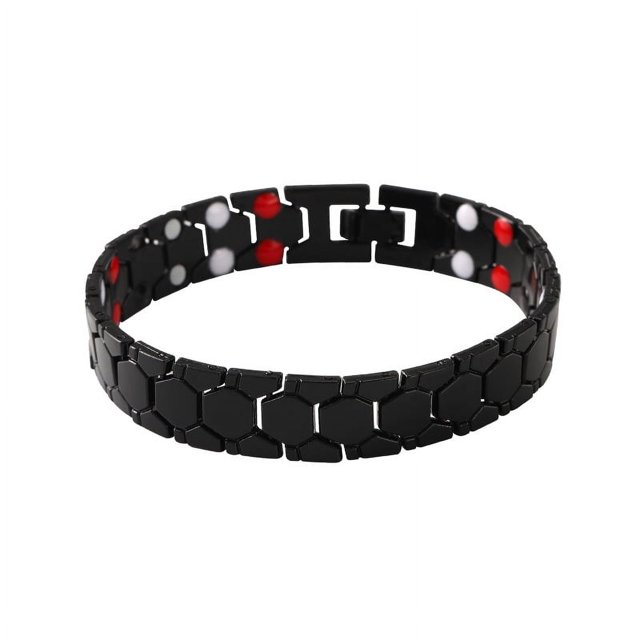 Pulsera de hombre con imán hexagonal esférico, pulsera ancha cuatro en uno