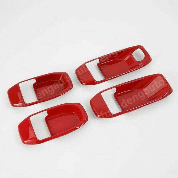4 Pcs pour Jeep pour Wrangler JL 2018-2021 Poignée de Porte Intérieure ABS Rouge Couvercle de Bol