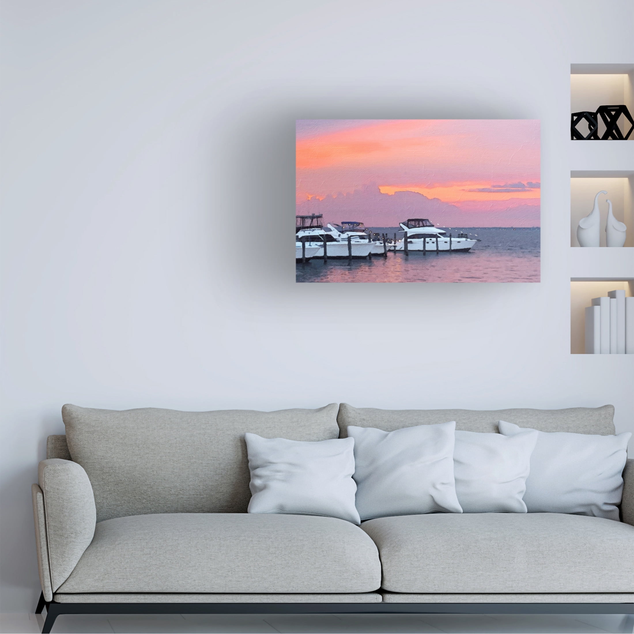 Canvas Wall Art - Jeff Pica 'Pines Harbor Pink' Wall Art for Living Room, Bedroom, or Office Décor by Trademark Fine Art - 47 x 30 Inches
