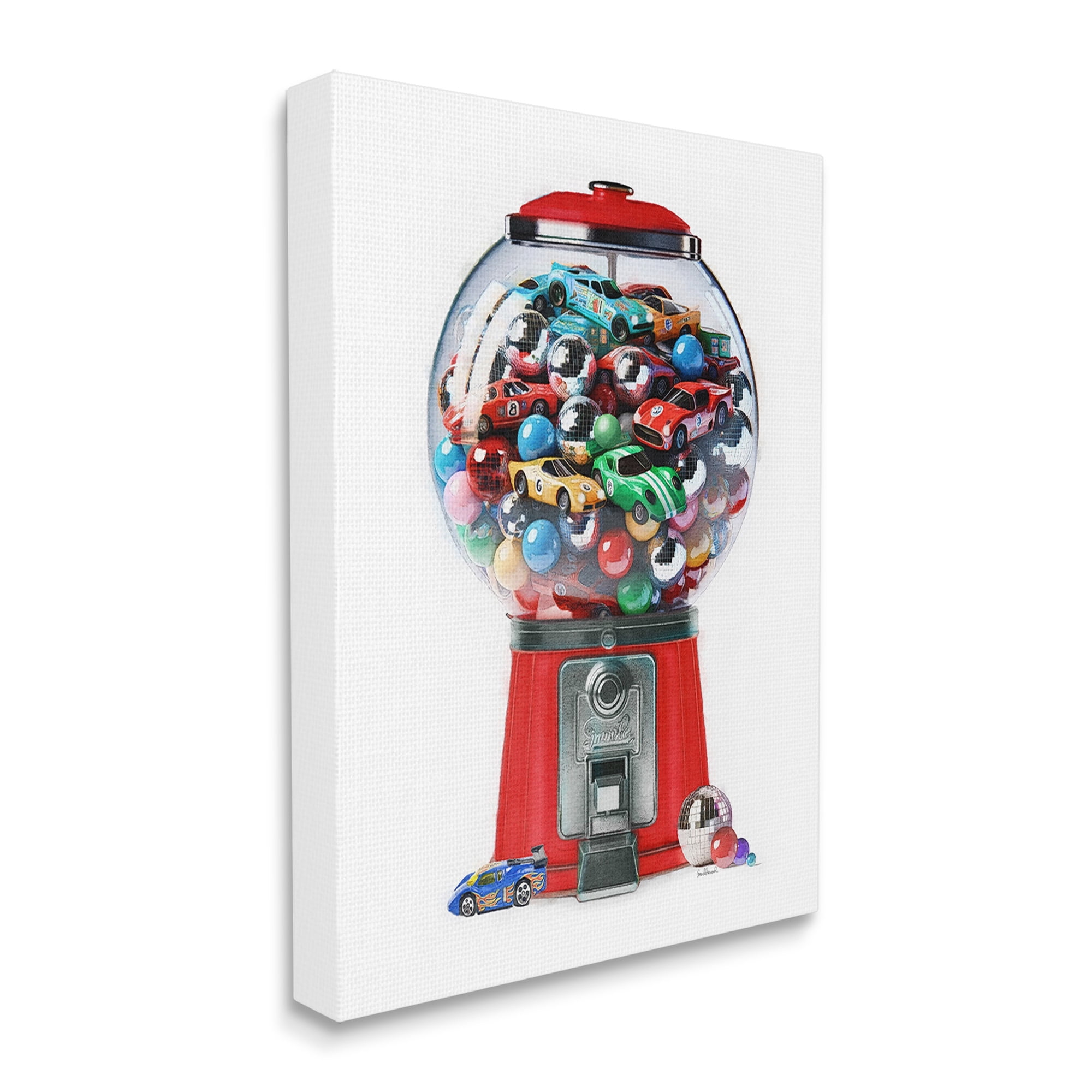 Stupell Industries Race Car Candy Dispenser Transportation Painting Gallery Wrapped Canvas Art Print Wall Art, 24 x 30