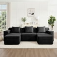 thumbnail image 2 of Newest Modular 3 Seat U Shape Sectional Boneless Sofa, Cloud Sectional Couch,Deep Seat, Modern Modular 3-Seat Sofa Couch,Throw Pillows,2 Movable Ottomans, Corduroy Fabric Black, 2 of 11