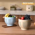 Colander Coated Metal Colander with Wood Handle and Stable Base, Powder Coated Steel ...