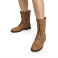 thumbnail image 6 of DREAM PAIRS Women’s Mid-Calf Combat Boots, Lace-Up Military Style Boots with Side Zipper, Faux Leather Round Toe Fall Winter Booties, 6 of 7
