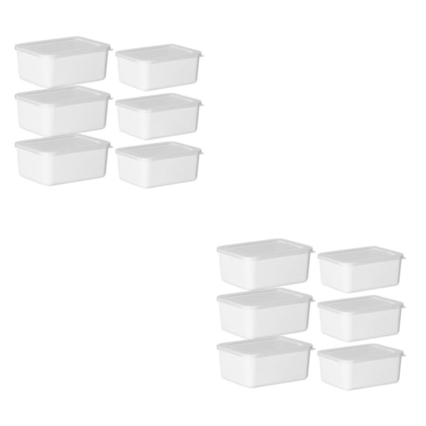 Bearachild Recipiente de plástico de alimentaria con tapa transparente - Seguridad y frescura Contenedores fáciles de ubicar Blanco 6 piezas Blanco 6 piezas 2Conjunto