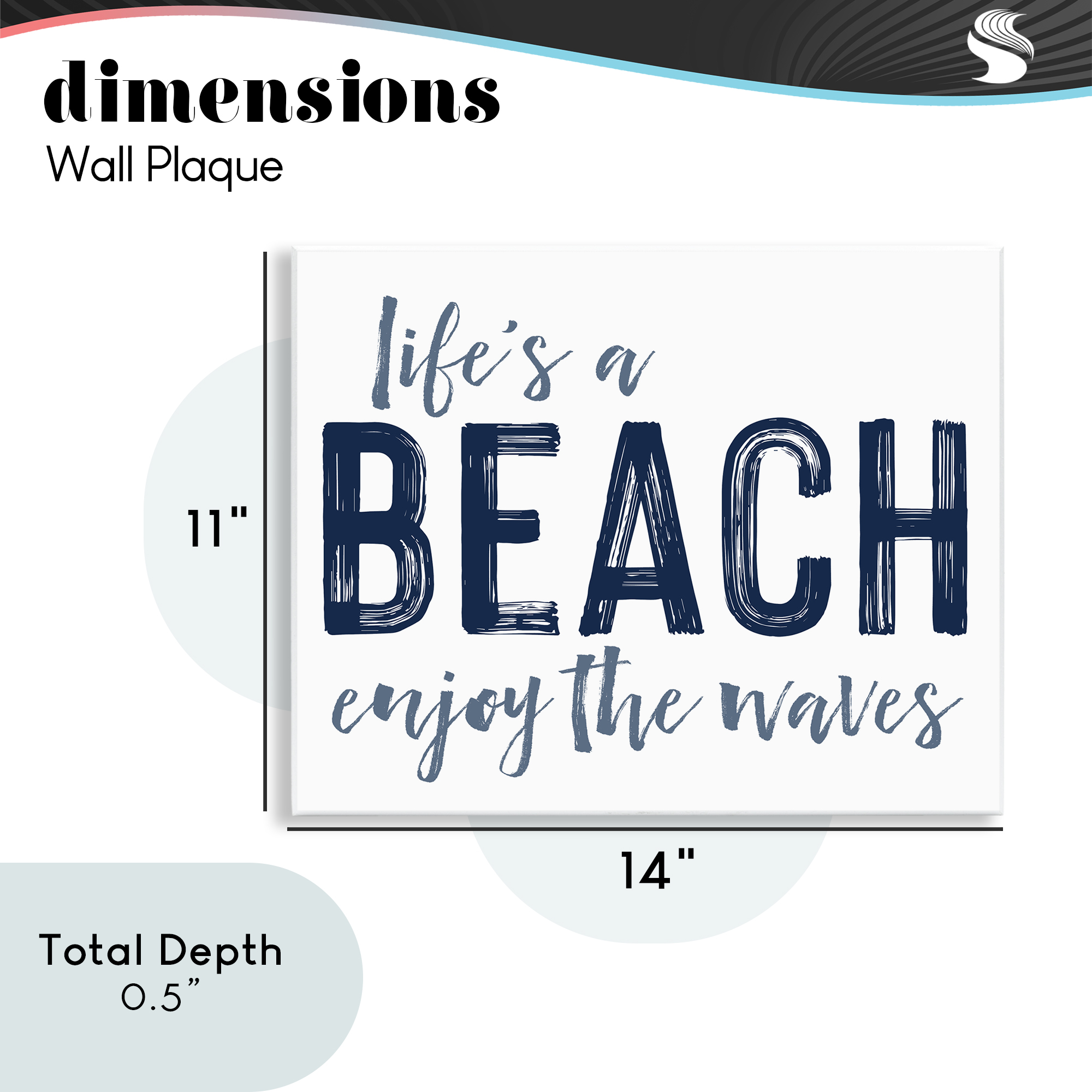 Summer Sentiment Enjoy Waves Wall Plaque Art, design by Lettered and Lined