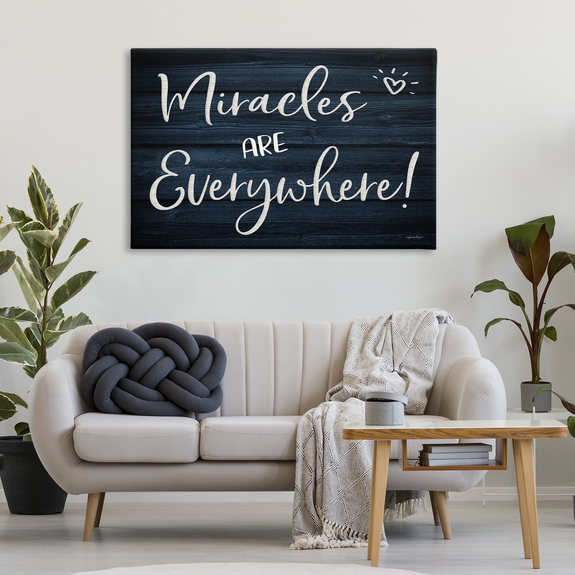 Stupell Industries Miracles Are Everywhere Text & Numbers Painting Wrapped Canvas Art Print Wall Art, 45 x 30