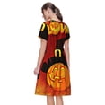 thumbnail image 2 of Bixox Robe d'Été à Manches Courtes pour Femmes Robe Ample Longueur Genou avec Poches-Citrouille Halloween, 2 of 7