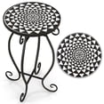 thumbnail image 1 of Costway Table d'Appoint Extérieure en Mosaïque, Table d'Extrémité Ronde avec Plateau en Carreaux de Céramique Résistant aux Intempéries, 1 of 10