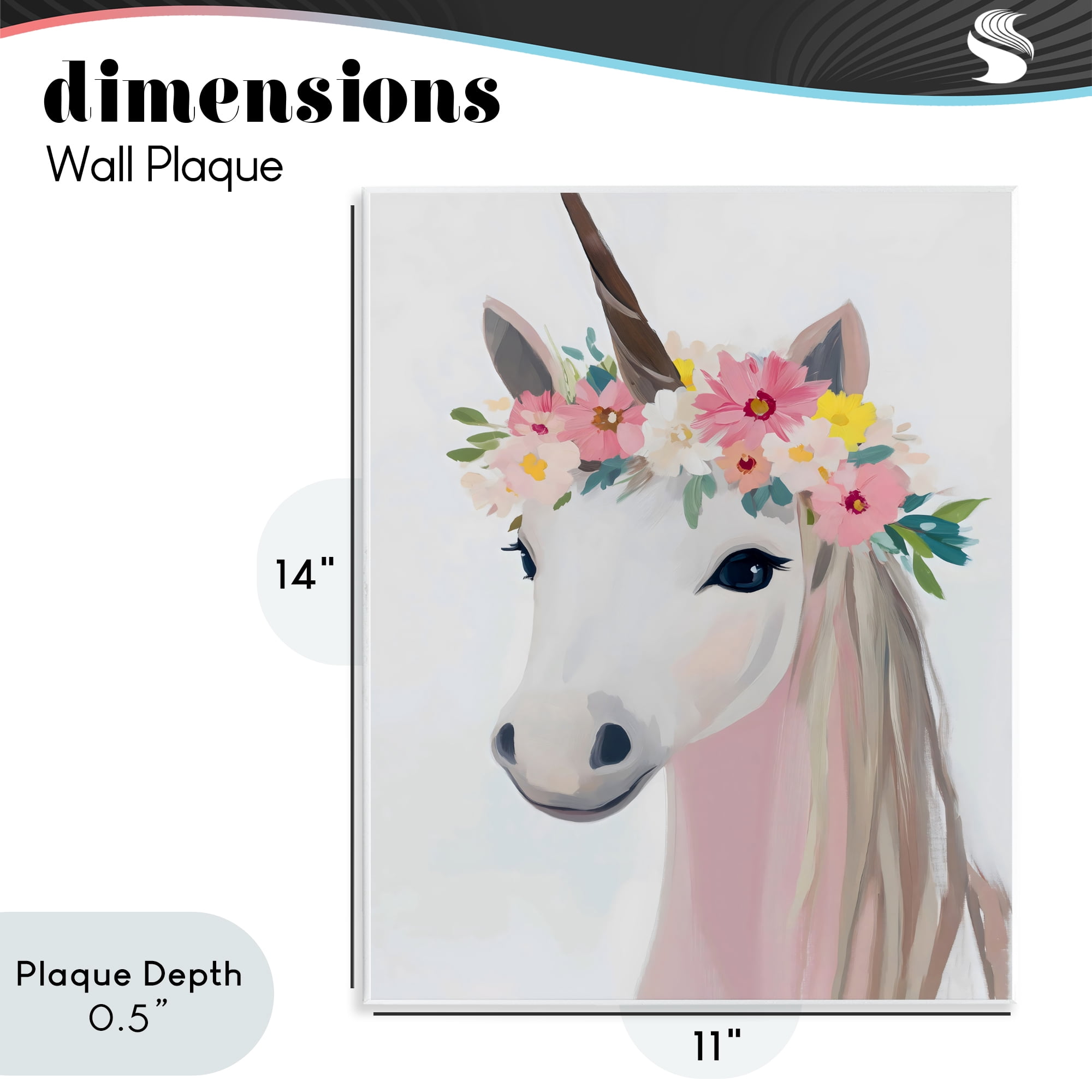 Stupell Industries Flower Crown Unicorn Wall Plaque Art, design by The Prints Vibe
