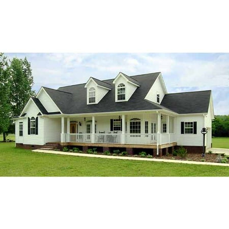 TheHouseDesigners-2800 Ranch Farm House Plan with Crawl Space Foundation (5 Printed Sets)