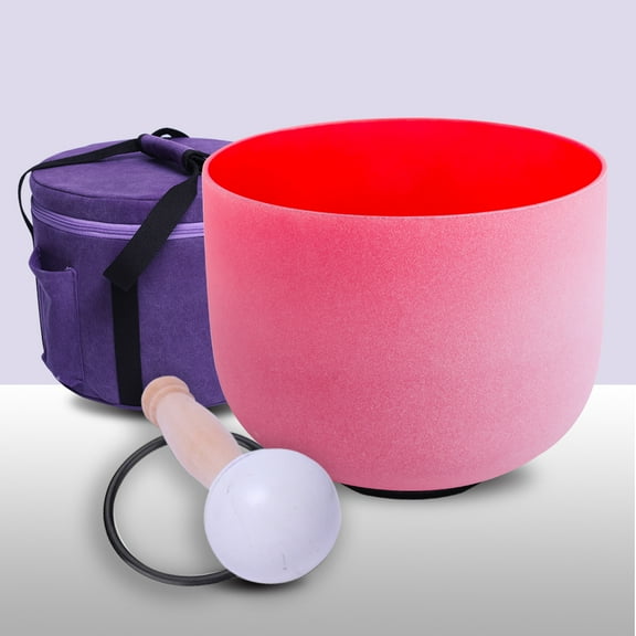 432 Hz C Root Chakra Red Color Quartz Frosted Crystal Singing Bowl 10 inch Case Bag