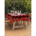 thumbnail image 2 of Outdoor Tablecloth with Umbrella Hole and Zipper, Valentine's Day Rectangle Table Cloth 60x84 Inch Waterproof Tablecloth, Gnomes Roses Love Red Plaid Romance Picnic Table Cover for Patio Camping, 2 of 7
