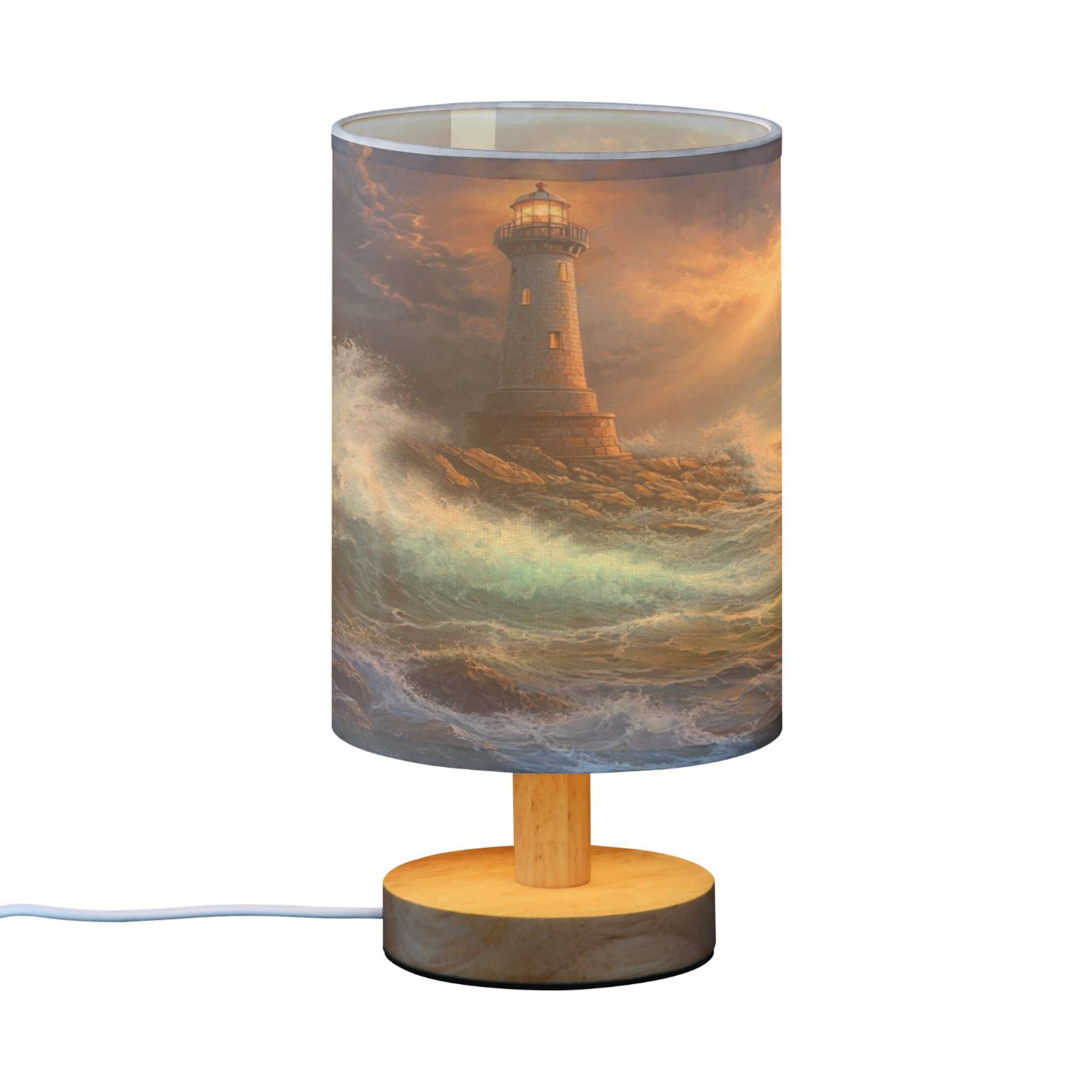 Desk Lamp Bedside Lamp 5.12x9.7In LED Lamp With USB Charging Interface For Bedroom Living Room Office Study Stylish Decoration Wind and Wave Lighthouse