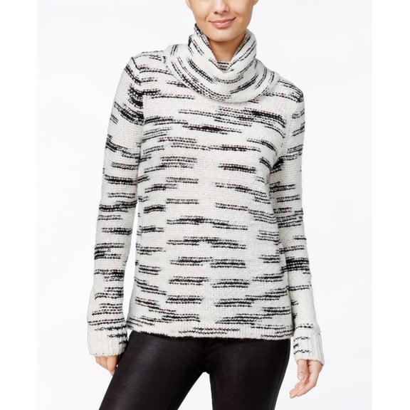 Kensie Womens Knit Space Dye Sweater Ivory L