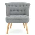 thumbnail image 2 of Accent Chair, Living Room Accent Chair, Tufted Upholstered Arm Chair with Wood Legs, Mid-century Modern Single Sofa, Gray, 2 of 8