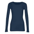 thumbnail image 5 of Mohiass Womens Long Sleeve Stretch Crewneck Ribbed T-Shirt Fitted Casual Basic Tops Dark Blue XXL, 5 of 8