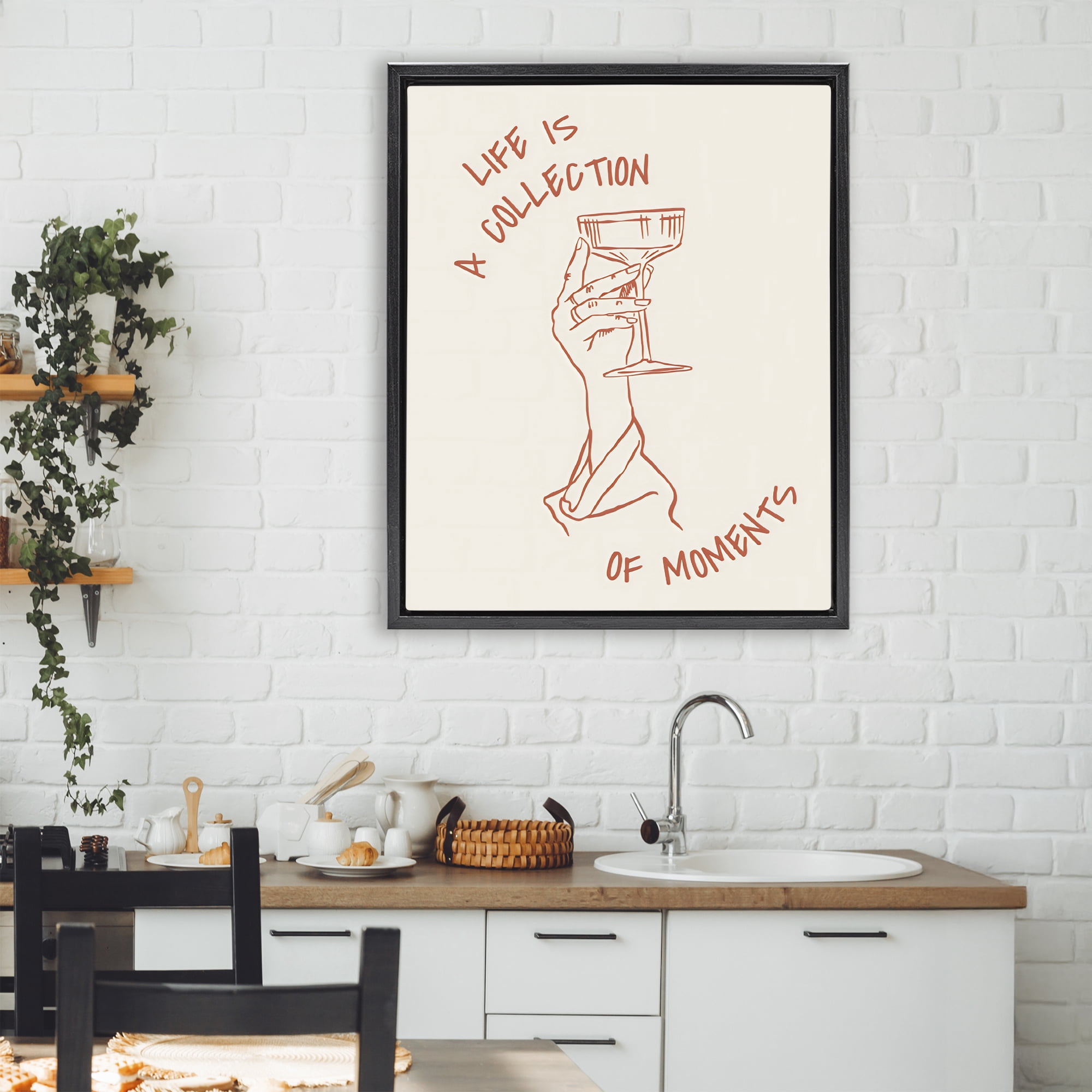 Stupell Industries Life Is A Collection of Moments Toast Black Framed Floater Canvas Wall Art, design by The Prints Vibe