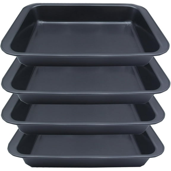 4 Pack Rectangle Baking Pan, 9x13 Inch Deep Cookie Sheet Tray Nonstick, Heavy Duty Carbon Steel Oven Cake Pan for Brownies, Lasagna, Sheet Cakes, Roasting Vegetables, BPA Free