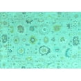 thumbnail image 1 of Ahgly Company Machine Washable Indoor Rectangle Oriental Turquoise Blue Traditional Area Rugs, 7' x 9', 1 of 4