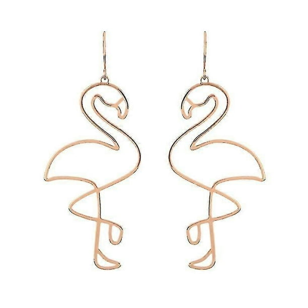 1 Pair Fashion Creative Geometric Hollow Flamingo Dangle Earrings Jewelry For Women Girls (e2008)