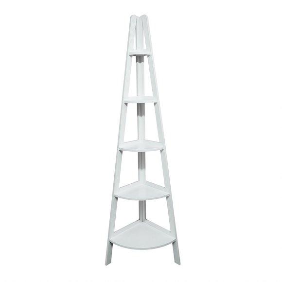 Casual Home 5-Shelf Corner Ladder White Bookcase
