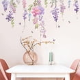 thumbnail image 1 of Calcomanía de pared de flores, pegatinas de pared de mariposas florales púrpuras, Mural de pared extraíble para dormitorio, sala de estar, sofá, TV, fondo, cocina, 1 of 5