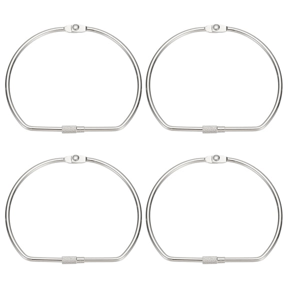 Uxcell Loose Leaf Binder Rings, 4 Inch 6 Pcs Metal Book Binding Rings D-Shaped with Nickel Plated for Index Cards, Silver
