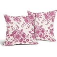 thumbnail image 2 of Hot Pink and Cream Floral Pillow Covers 16x16 Inch Set of 2 Vintage Floral Throw Pillow Covers Chinoiserie Flower Pillowcases Rustic Farmhouse Cotton Linen Cushion Covers for Couch Bed Sofa Decor, 2 of 6