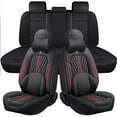 thumbnail image 1 of Maidao Car Seat Covers Leather Full Set for Mercedes-Benz for A45 2018-2024 5 Seats Leather Compatible Airbag Water Resistant Front Rear Cushion Protector with Pillow Black and Red, 1 of 6
