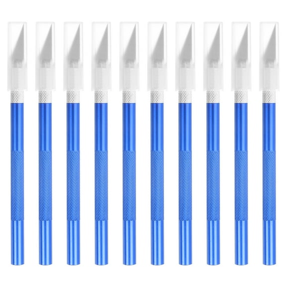 Uxcell 10pcs Exacto Art Craft Hobby Precision Utility Knife for Carving Crafting Stencil Blue