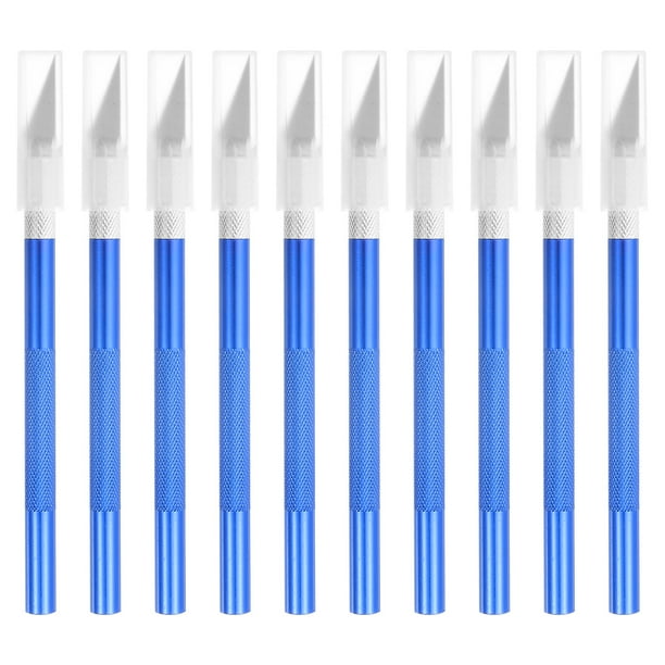 Cuchillo de utilidad de precisión Uxcell de 10 piezas Exacto para tallar manualidades en azul