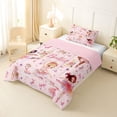 thumbnail image 2 of Castle Fairy Ballet Dance Girl Twin Comforter Sets 2pcs,Floral Butterfly Flamingo Bedding Set,Pink White,Grey Reversible,1 Comforter and 1 Pillowcase, 2 of 6