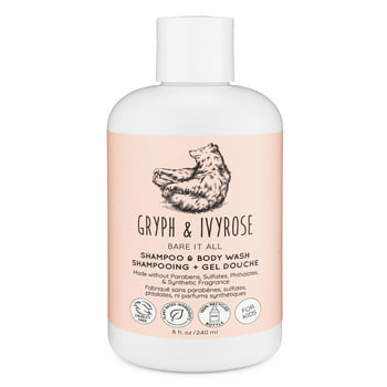 Gryph & IvyRose 2-in-1 Shampoo & Body Wash for Kids and Sensitive Skin - Bare It All - All Natural, Sustainable, Cruelty Free, Made with Non Synthetic Coconut Shea Fragrance. 8 Fl Oz.