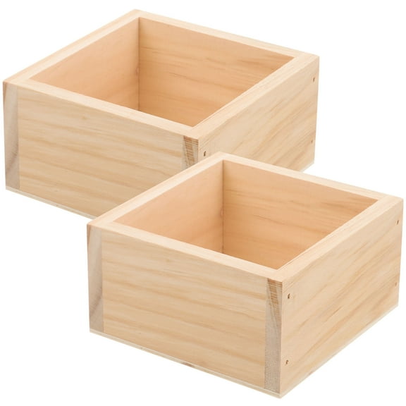 BESTOYARD 2Pcs Cube Planter Box Flower Arrangement Box Wood for Decorators in Rustic Style Home Decor