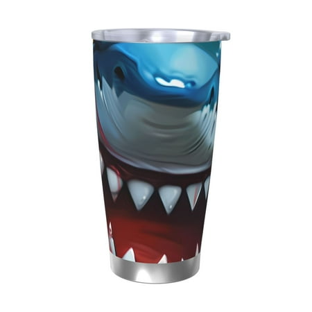 

Goofa Cartoon Cute Shark for 20 oz Skinny Tumbler Stainless Steel Coffee Mug Slim Vacuum Insulated Travel Cup Car Cup-Without Straw